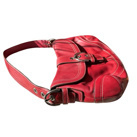 Vintage Y2K Coach Leather SOHO Hobo Red Purse H0778 - Picture 4 of 8